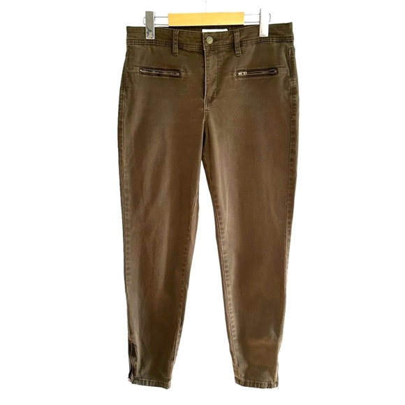 JONES NEW YORK Sport Size 8 Soho Olive Green Brushed Cotton Pants Ankle Zip - Picture 1 of 7